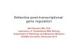 Defective post-transcriptional gene regulation Neil Renwick MD, PhD Laboratory of Translational RNA Biology Department of Pathology and Molecular Medicine