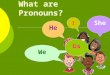 What are Pronouns? I He WeWe She Us What are pronouns? Pronouns take the place of nouns. antecedent Pronouns take the place of nouns. The word or phrase