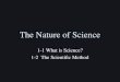 The Nature of Science 1-1 What is Science? 1-2 The Scientific Method
