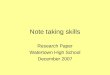 Note taking skills Research Paper Watertown High School December 2007