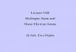 Lecture VIII Hydrogen Atom and Many Electron Atoms dr hab. Ewa Popko