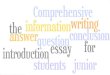 Comprehensive essay writing for junior students Introduction The purpose of this PowerPoint is to assist students in developing and refining their essay