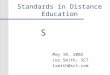 May 10, 2002 Les Smith, SCT lsmith@sct.com Standards in Distance Education S