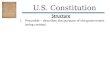 U.S. Constitution Structure I.Preamble – describes the purpose of the government being created