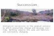 Succession Ecological succession is the gradual process by which ecosystems change and develop over time. Nothing remains the same and habitats are constantly