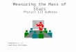 Measuring the Mass of Stars Physics 113 Goderya Chapter(s): 9 Learning Outcomes: