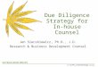 Due Diligence Strategy for In-house Counsel Jen Sieczkiewicz, Ph.D., J.D. Research & Business Development Counsel