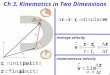 Ch 3. Kinematics in Two Dimensions Average velocity instantaneous velocity 1