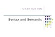 C H A P T E R TWO Syntax and Semantic. 2 Chapter 2 Topics Introduction Organization of Language Description Describing Syntax Formal Methods of Describing