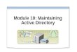 Module 10: Maintaining Active Directory. Overview Introduction to Maintaining Active Directory Moving and Defragmenting the Active Directory Database
