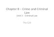 Chapter 8 – Crime and Criminal Law Unit 3 – Criminal Law The G20