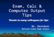 Exam, Calc & Computer Output Tips Thanks to many colleagues for tips Dr. Davidson Mallard Creek High School