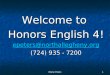 Welcome to Honors English 4! epeters@northallegheny.org (724) 935 - 7200 Elaine Peters1