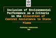 Inclusion of Environmental Performance as a Criteria in the Allocation of Central Assistance to State Plans Planning Commission GOI