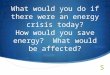 What would you do if there were an energy crisis today? How would you save energy? What would be affected?