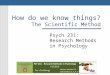 How do we know things? The Scientific Method Psych 231: Research Methods in Psychology