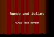 Romeo and Juliet Final Test Review. Character Indentification Will create a gold statue of Juliet Will create a gold statue of Juliet