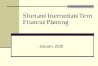 Short and Intermediate Term Financial Planning January, 2010