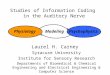 Studies of Information Coding in the Auditory Nerve Laurel H. Carney Syracuse University Institute for Sensory Research Departments of Biomedical & Chemical