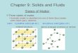 Chapter 9: Solids and Fluids States of Matter  Three states of matter Normally matter is classified into one of three (four) states: solid, liquid, gas