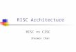 RISC Architecture RISC vs CISC Sherwin Chan Instruction Set Architecture Types of ISA and examples: RISC-> Playstation CISC-> Intel x86 MISC-> INMOS