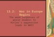 13.2: War in Europe Begins The weak responses of world leaders to Hitler’s aggression leads to WWII