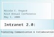 Intranet 2.0: Nicole C. Engard NJLA Annual Conference May 1, 2008 Fostering Communication & Collaboration