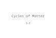 Cycles of Matter 3-3. Energy and matter move through the biosphere very differently Energy has a 1 way flow Matter can be recycled within & between ecosystems
