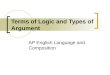 Terms of Logic and Types of Argument AP English Language and Composition