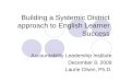 Building a Systemic District approach to English Learner Success Accountability Leadership Institute December 8, 2009 Laurie Olsen, Ph.D