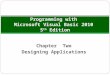 Chapter Two Designing Applications Programming with Microsoft Visual Basic 2010 5 th Edition