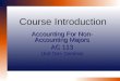 Course Introduction Accounting For Non- Accounting Majors AC 113 Unit One Seminar