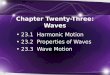Chapter Twenty-Three: Waves 23.1 Harmonic Motion 23.2 Properties of Waves 23.3 Wave Motion 1