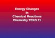 Energy Changes in Chemical Reactions Chemistry TEKS 11