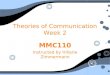 Theories of Communication Week 2 MMC110 Instructed by Hillarie Zimmermann MMC110 Instructed by Hillarie Zimmermann