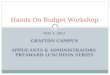 MAY 1, 2012 GRAFTON CAMPUS APPLICANTS & ADMINISTRATORS PREAWARD LUNCHEON SERIES Hands On Budget Workshop