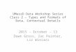 UMassD Data Workshop Series Class 2 – Types and Formats of Data, Contextual Details 2015 - October - 13 Dawn Gross, Zac Painter, Liz Winiarz