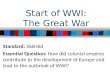 Start of WWI: The Great War Standard: SS6H6d Essential Question: How did colonial empires contribute to the development of Europe and lead to the outbreak