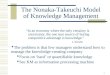 1 The Nonaka-Takeuchi Model of Knowledge Management “In an economy where the only certainty is uncertainty, the one sure source of lasting competitive