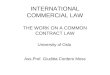 INTERNATIONAL COMMERCIAL LAW THE WORK ON A COMMON CONTRACT LAW University of Oslo Ass.Prof. Giuditta Cordero Moss