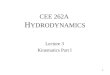 CEE 262A H YDRODYNAMICS Lecture 3 Kinematics Part I 1