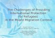 The Challenges of Providing International Protection for Refugees in the Mixed Migration Context Marion Hoffmann The UN Refugee Agency (UNHCR) Workshop