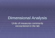 Dimensional Analysis Units of measures commonly encountered in the lab