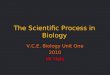The Scientific Process in Biology V.C.E. Biology Unit One 2010 Mr Hale