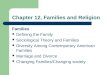 Chapter 12, Families and Religion Families Defining the Family Sociological Theory and Families Diversity Among Contemporary American Families Marriage