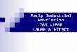 Early Industrial Revolution 1765 -1860 Cause & Effect