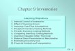 C9 - 1 Learning Objectives 1.Internal Control of Inventories 2.Effect of Inventory Errors 3.Inventory Cost Flow Assumptions 4.Perpetual Inventory Costing