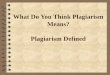 What Do You Think Plagiarism Means? Plagiarism Defined