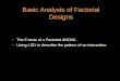 Basic Analysis of Factorial Designs The F-tests of a Factorial ANOVA Using LSD to describe the pattern of an interaction