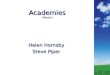 1 Academies (Mainly!) Helen Hornsby Steve Piper. 2 Objectives – What are academies What are academies Free Schools Free Schools Trusts Trusts